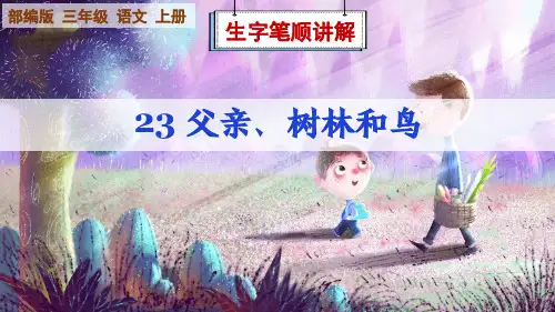 部编版语文三年级上册第23课《父亲、树林和鸟》生字笔顺讲解课件