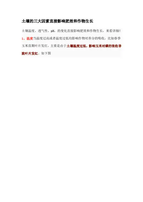 土壤的三大因素直接影响肥效和作物生长