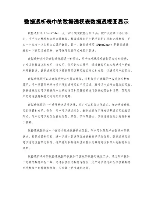 数据透析表中的数据透视表数据透视图显示