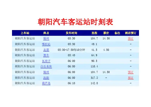 朝阳汽车客运站时刻表