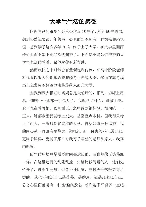 大学生生活的感受