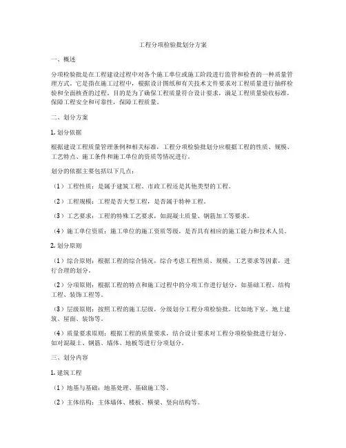 工程分项检验批划分方案