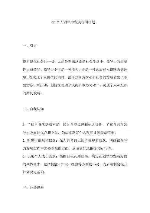 idp个人领导力发展行动计划