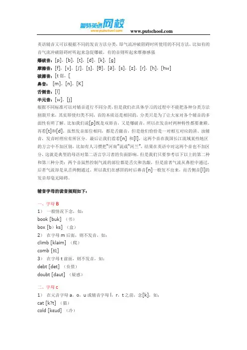21个辅音字母的发音规则详解