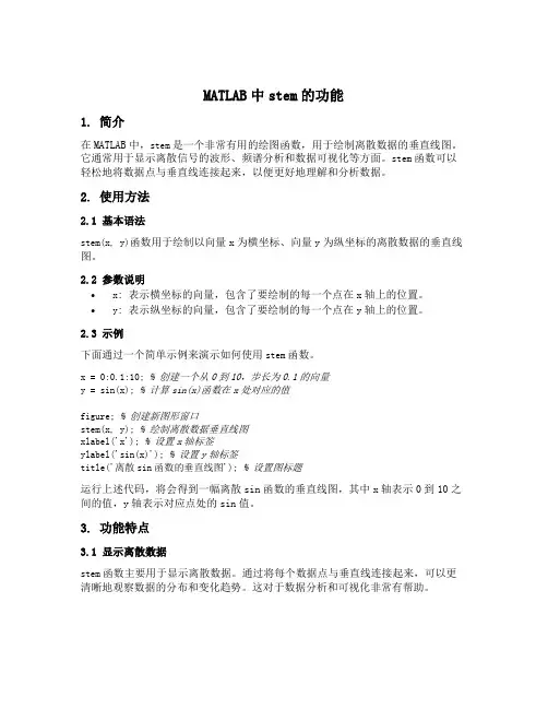 matlab中stem的功能