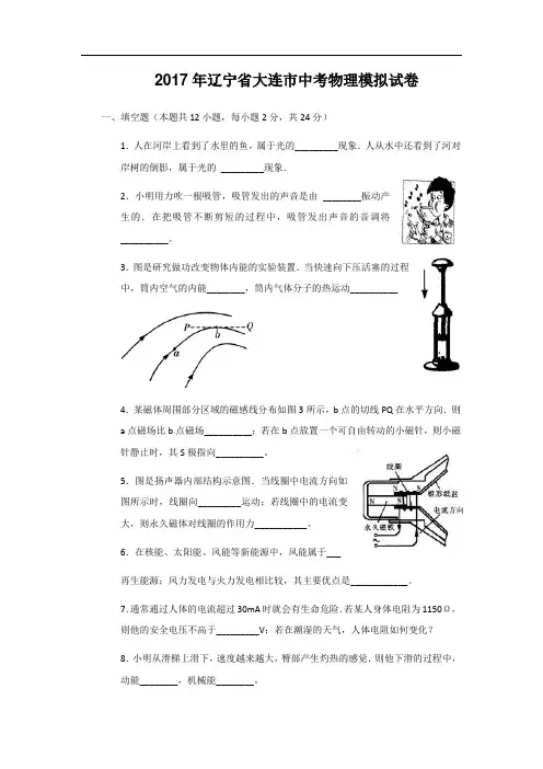 2017年辽宁省大连市中考物理模拟试卷