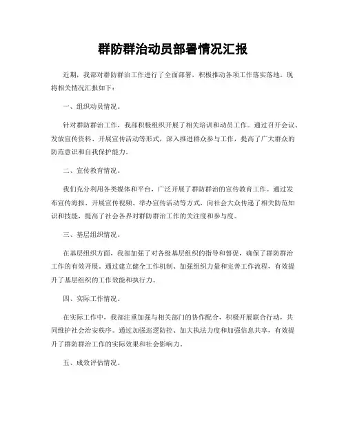 群防群治动员部署情况汇报