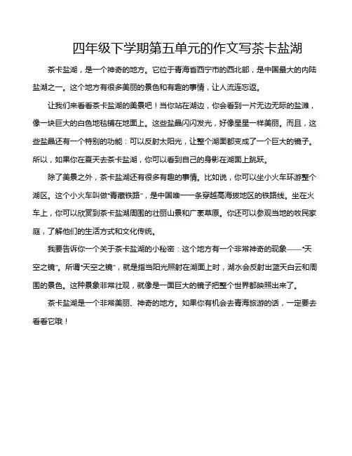 四年级下学期第五单元的作文写茶卡盐湖