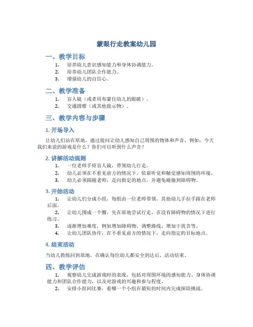 蒙眼行走教案幼儿园