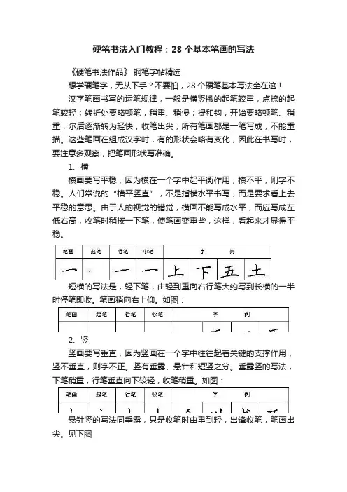 硬笔书法入门教程：28个基本笔画的写法