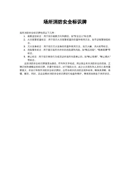 场所消防安全标识牌