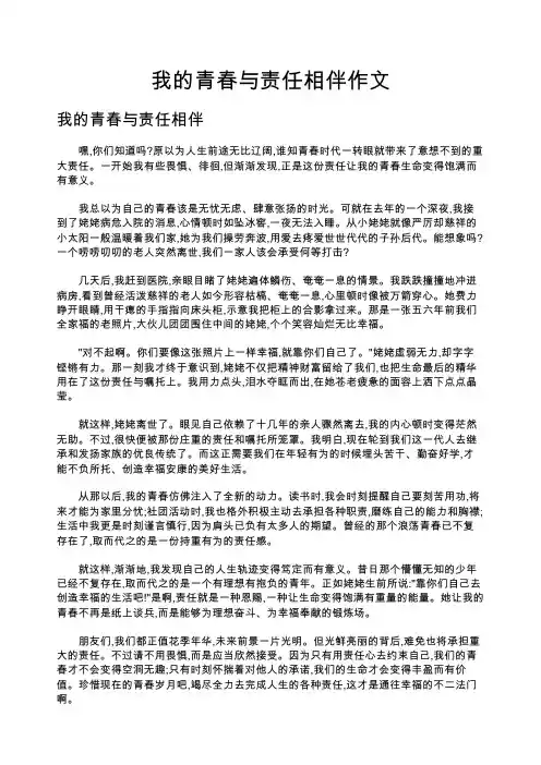 我的青春与责任相伴作文