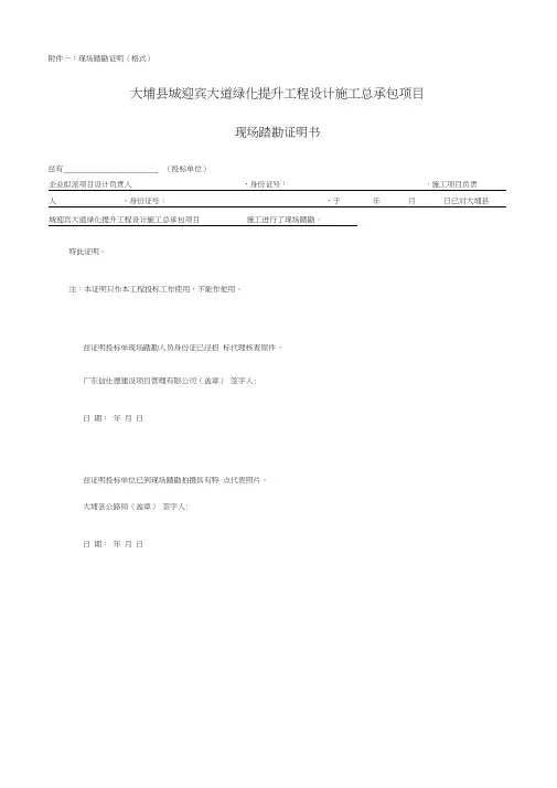 现场踏勘证明格式