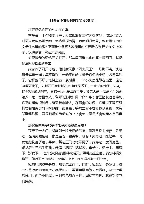 打开记忆的开关作文600字