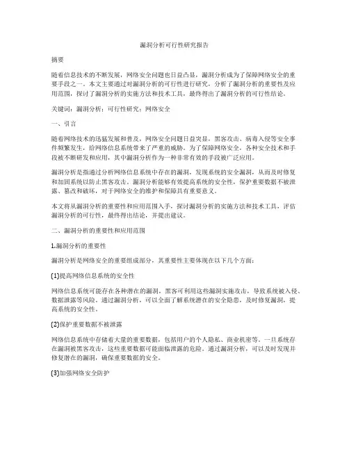 漏洞分析可行性研究报告