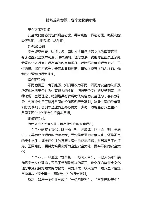 技能培训专题：安全文化的功能