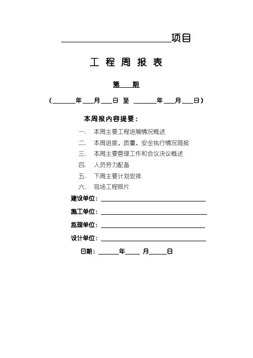 建筑工程周报表模板