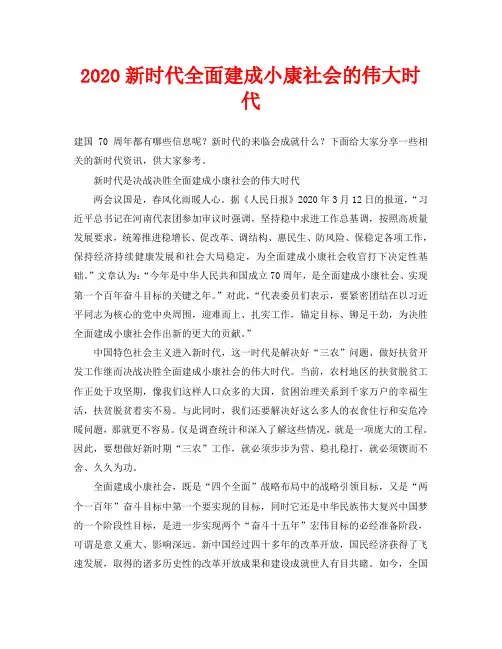 2020新时代全面建成小康社会的伟大时代
