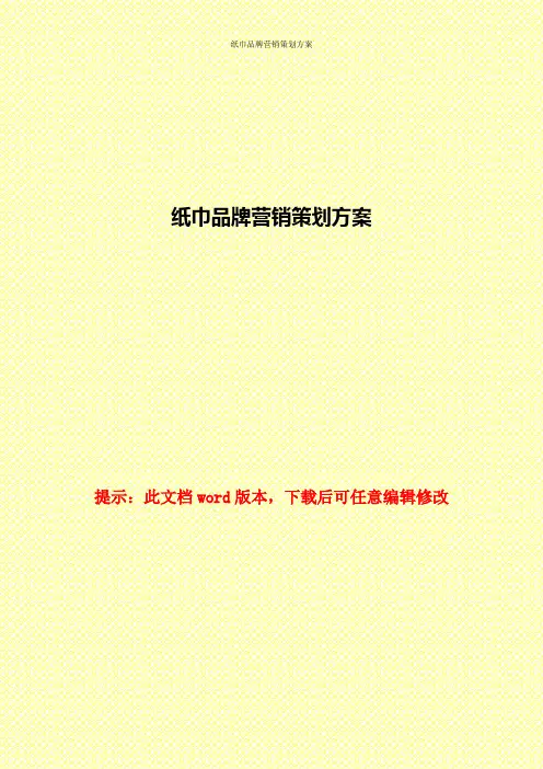 纸巾品牌营销策划方案