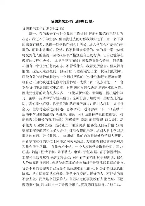 我的未来工作计划（共11篇）（精简篇）