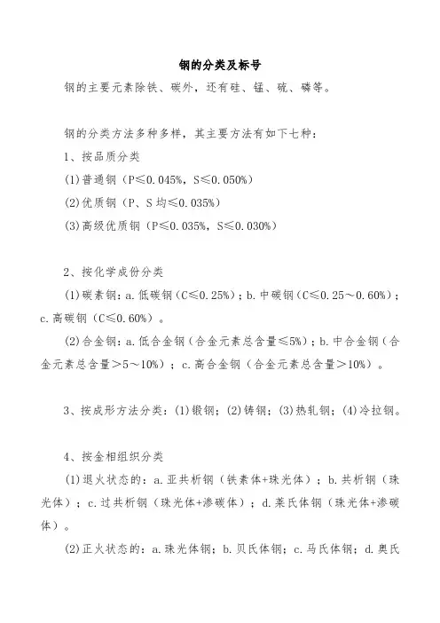 钢材的分类及标号