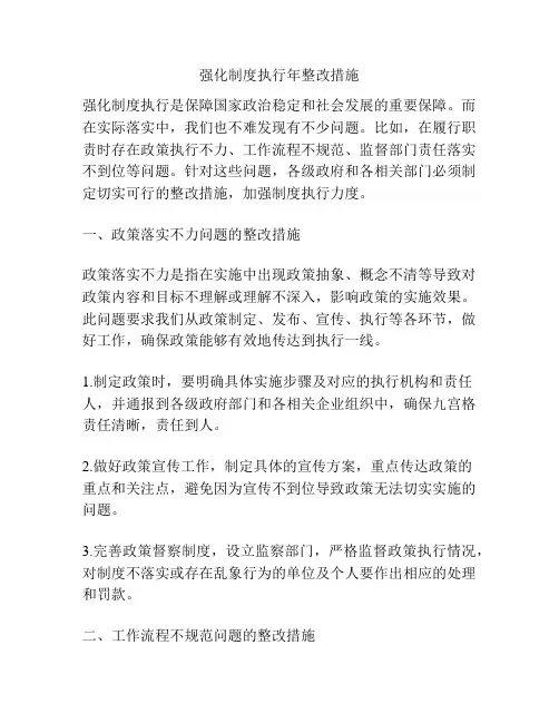 强化制度执行年整改措施