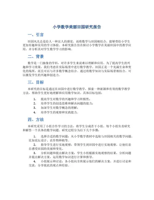 小学数学美丽田园研究报告
