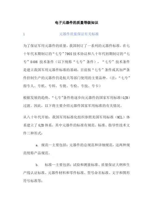 电子元器件的质量等级知识