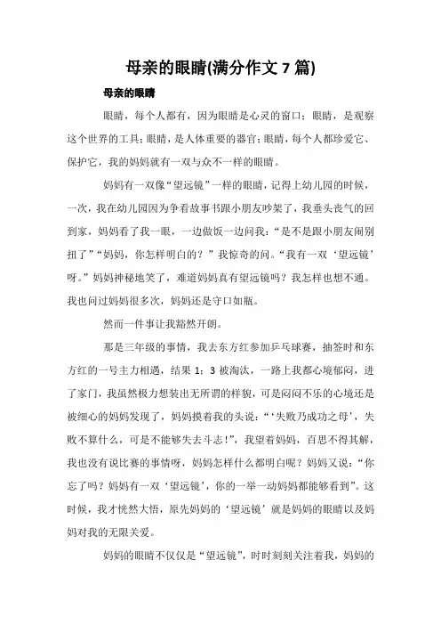 母亲的眼睛(满分作文7篇)