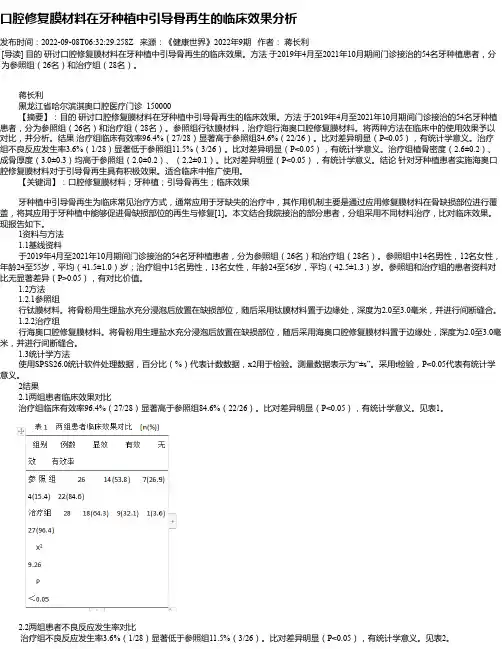 口腔修复膜材料在牙种植中引导骨再生的临床效果分析