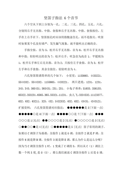 坚笛子指法 6个音节