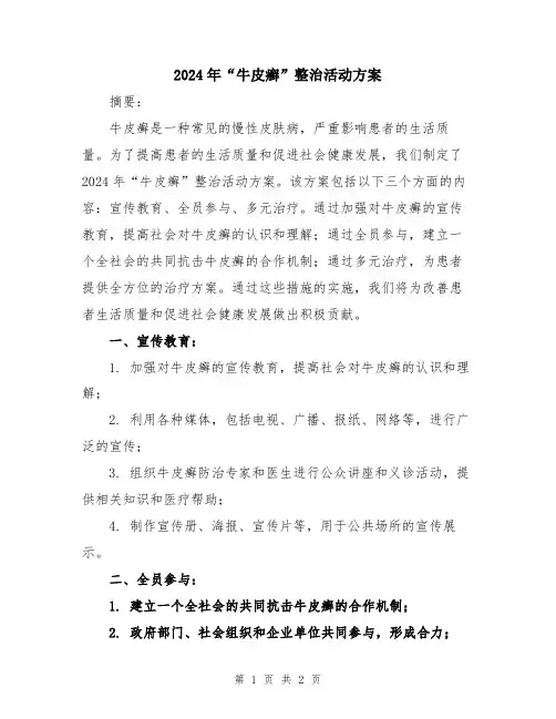 2024年“牛皮癣”整治活动方案