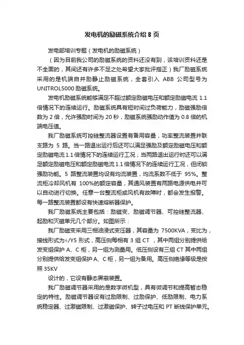 发电机的励磁系统介绍8页