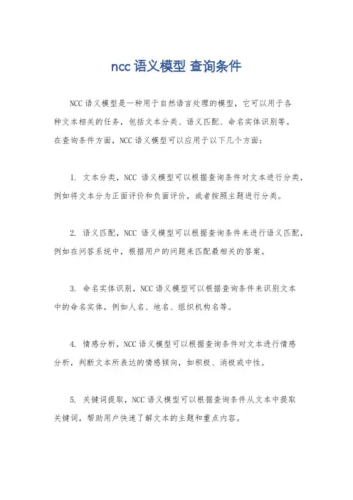 ncc 语义模型 查询条件
