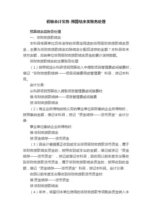 初级会计实务-预算结余类账务处理