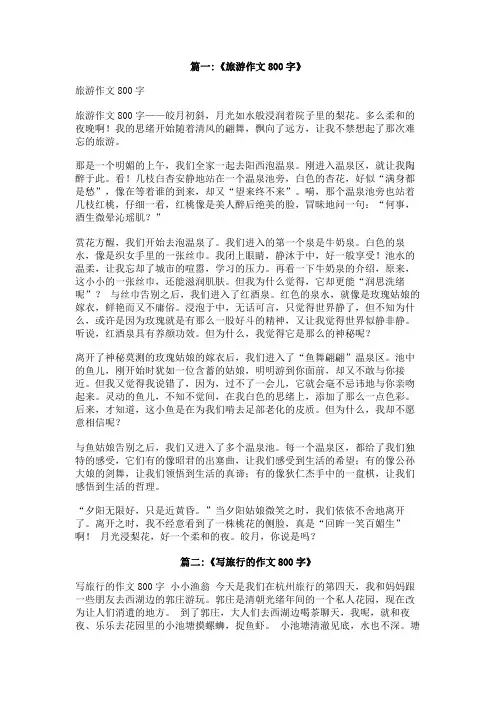 关于旅行的作文800字