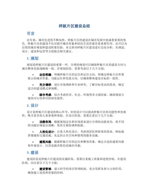 样板片区建设总结