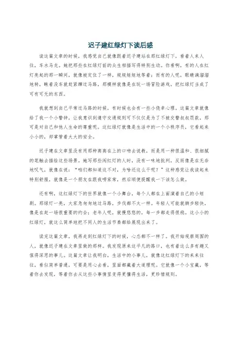 迟子建红绿灯下读后感