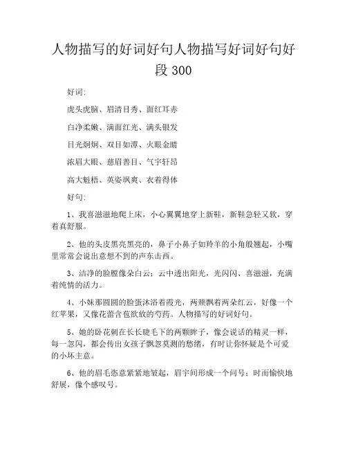 人物描写的好词好句人物描写好词好句好段300