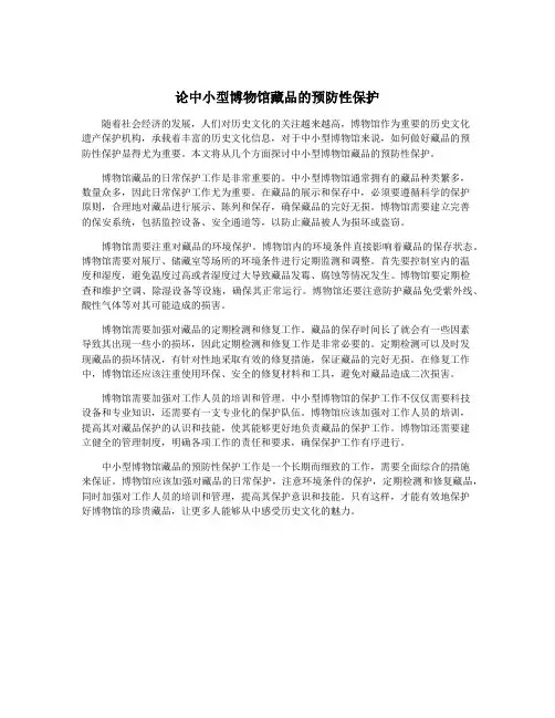 论中小型博物馆藏品的预防性保护