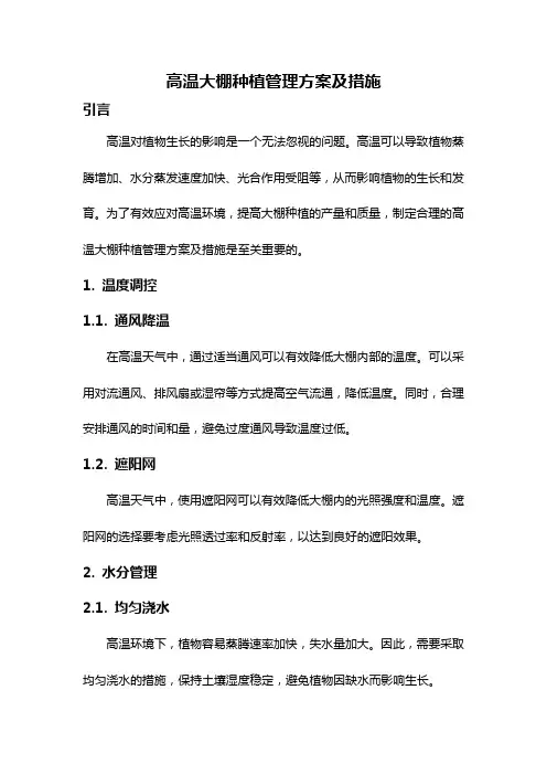 高温大棚种植管理方案及措施