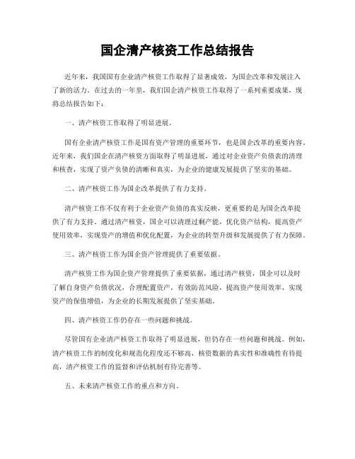 国企清产核资工作总结报告
