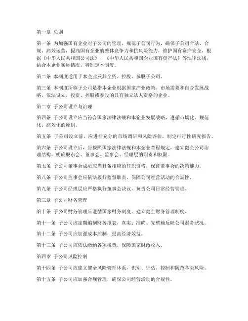 国企子公司管理制度