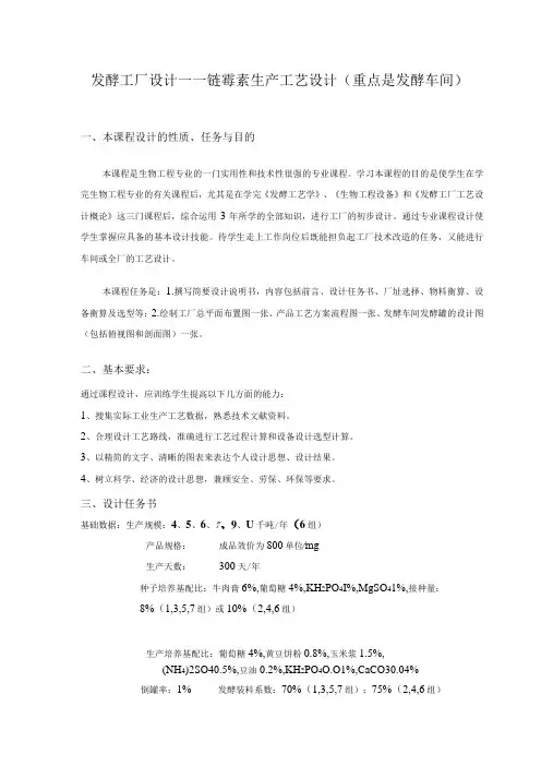 链霉素生产工艺设计