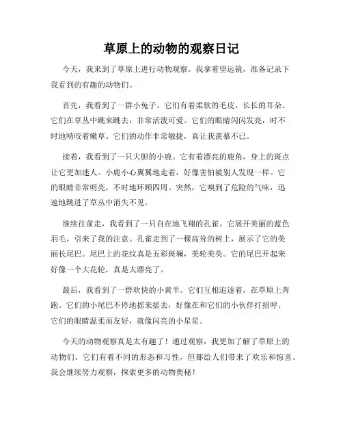小学三年级作文草原上的动物的观察日记