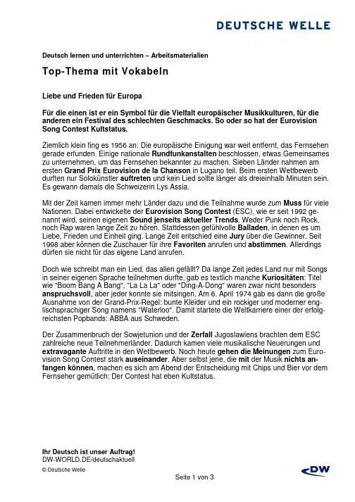 Liebe und Frieden für Europa