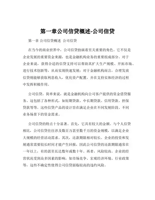 第一章公司信贷概述-公司信贷