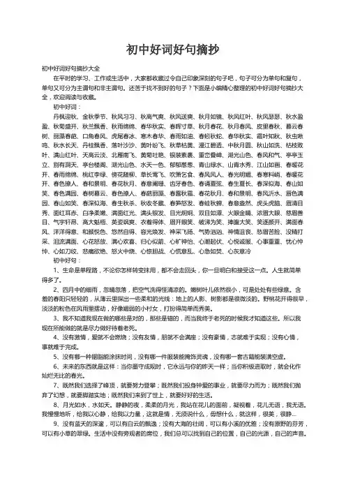初中好词好句摘抄大全