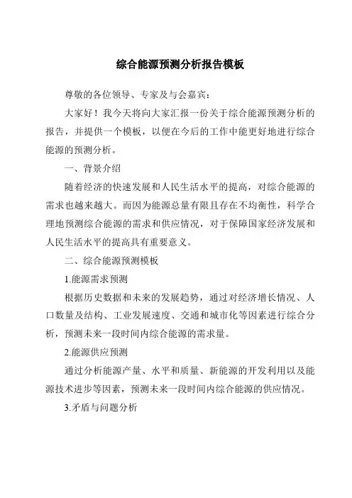 综合能源预测分析报告模板
