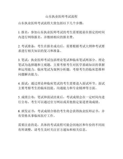 山东执业医师考试流程